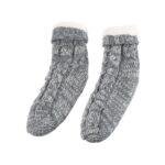 Chaussons chaussettes torsades - Gris chiné