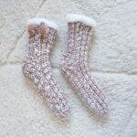 Chaussons chaussettes tricot chinés - Blush