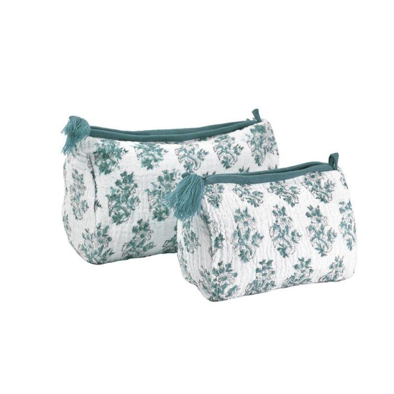 Trousse gaze de coton imprimé Hoya lagon