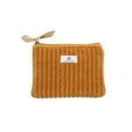 Pochette velours côtelé doublure rayée coordonnée - orange