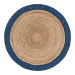 Tapis rond naturel bordure - 100 cm, acqua