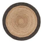 Tapis rond naturel bordure - 100 cm, granit