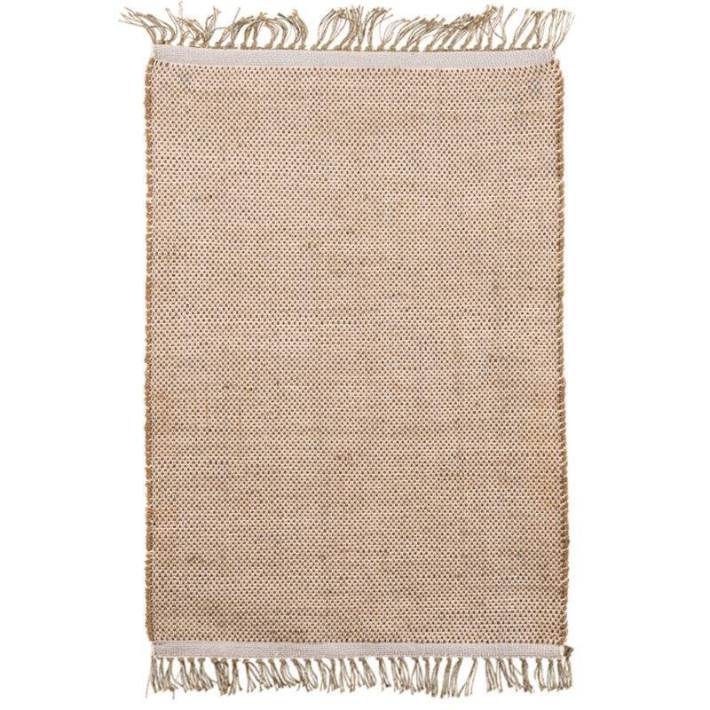 Tapis coton et jute damier naturel/écru