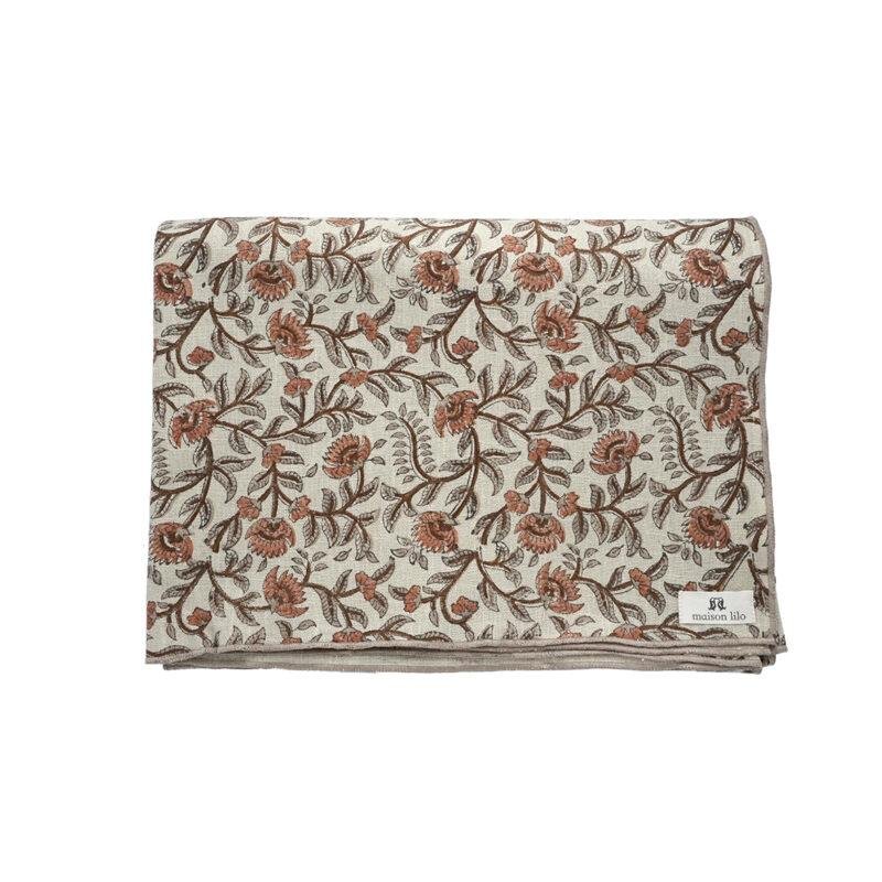 Nappe Amarante coton imprimé blockprint, terra – Image 2