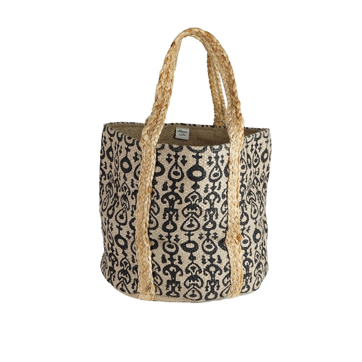 Panier en jute tressé "Arles", naturel et noir – Image 2