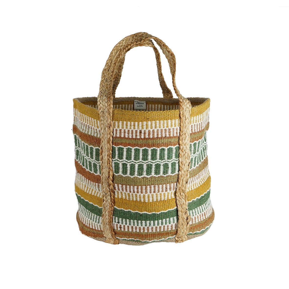 Panier en jute tressé multicolore – Image 2