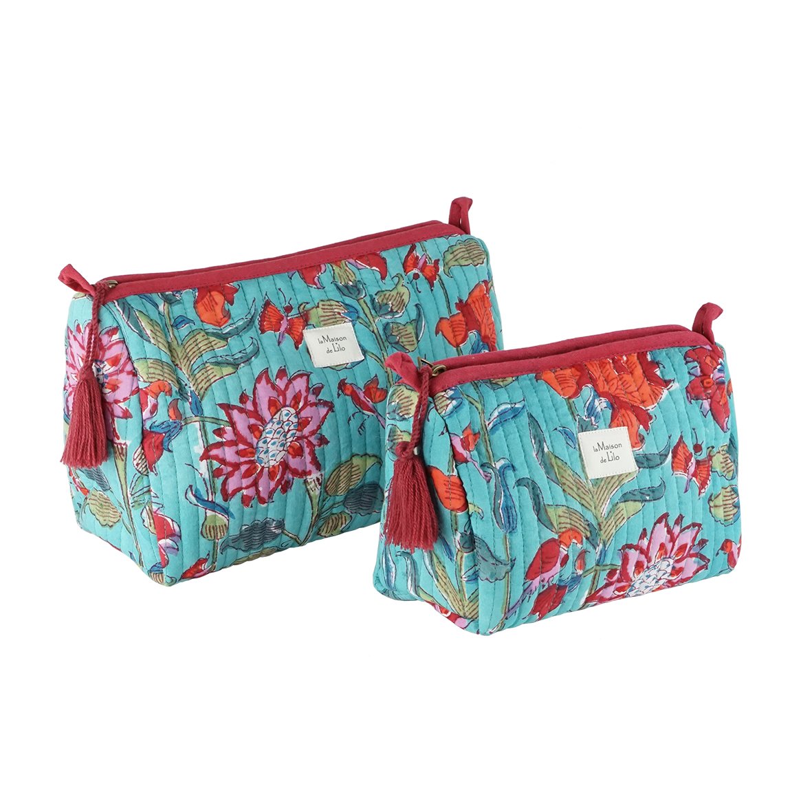 Trousse en coton matelassé imprimé blockprint Papeete – Image 2