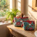 Trousse en coton matelassé imprimé blockprint Papeete - trousse maquillage