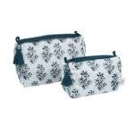 Trousse gaze de coton imprimé Hoya marine - trousse maquillage