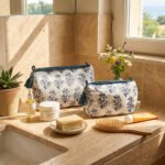 Trousse gaze de coton imprimé Hoya marine - trousse maquillage