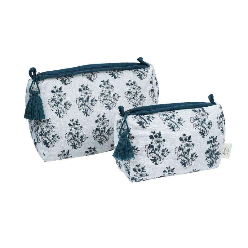 Trousse gaze de coton imprimé Hoya marine