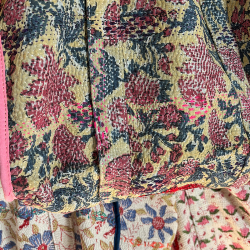 Grand sac cabas Amalfi en  kantha vintage imprimé blockprint – Image 3