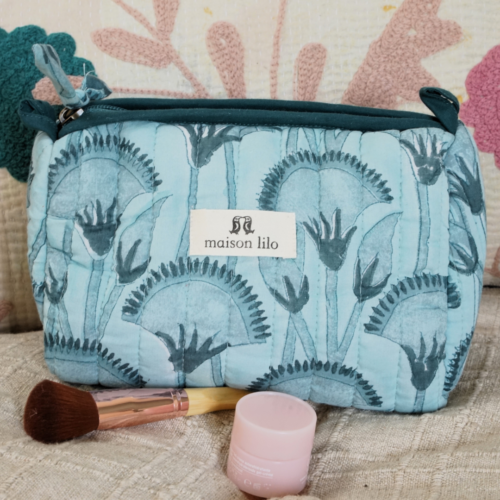Trousse matelassée Papyrus lagon