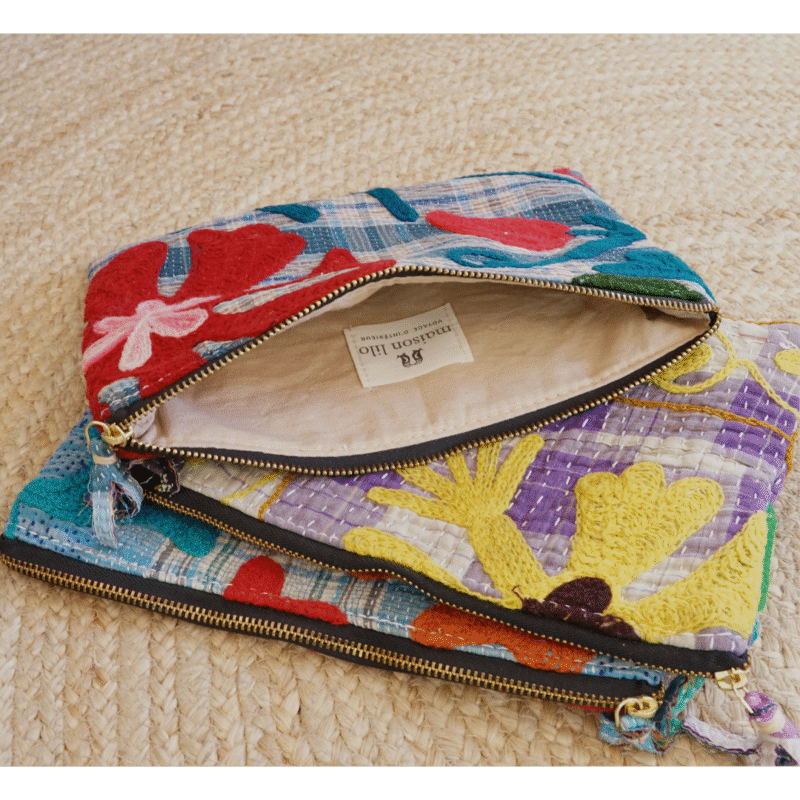 Pochette Ibiza kantha vintage brodé Suzani, couleurs vives – Image 2