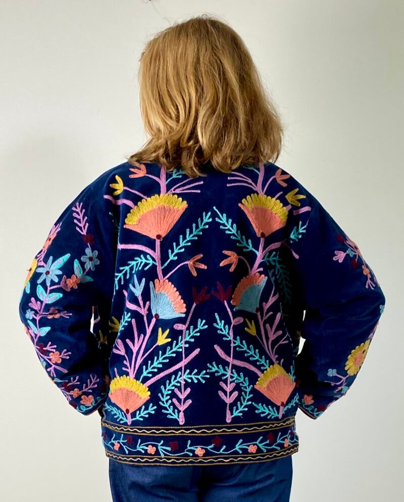 Veste velours stonewash brodée Suzani #8, TU – Image 2