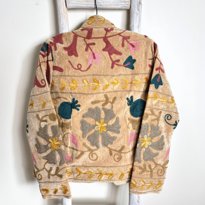 Veste velours stonewash brodée Suzani #14, TU – Image 2