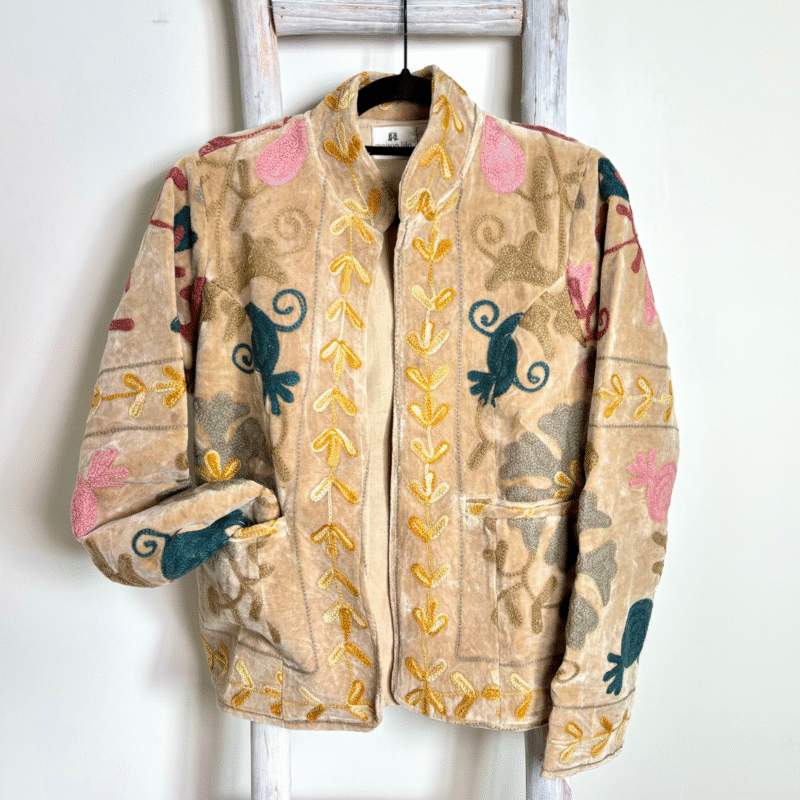 Veste velours stonewash brodée Suzani #14, TU
