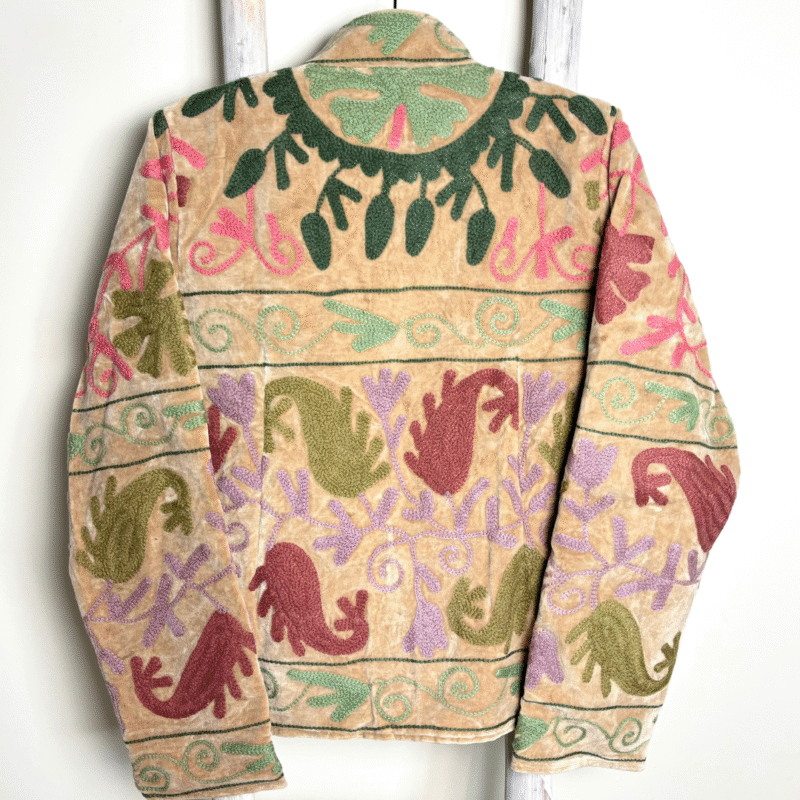 Veste en velours stonewash brodée Suzani #15, TU – Image 4