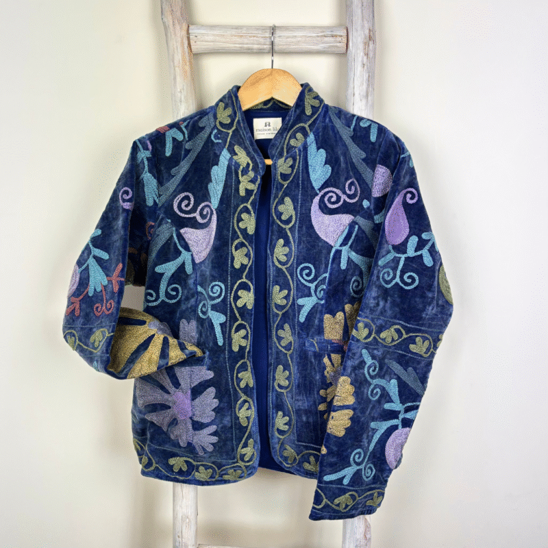 Veste velours stonewash brodée Suzani #20, TU