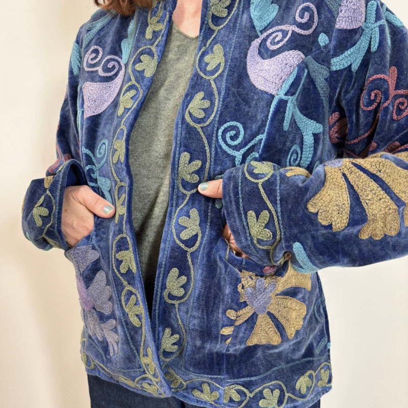 Veste velours stonewash brodée Suzani #20, TU – Image 3