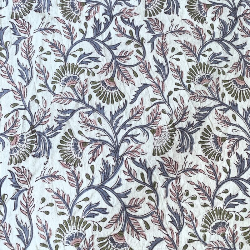 Nappe "Clématite" en coton imprimée blockprint