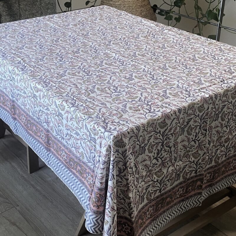 Nappe "Clématite" en coton imprimée blockprint – Image 2