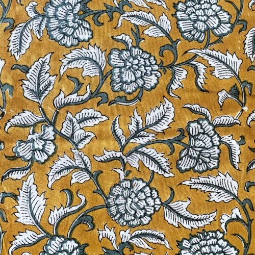Nappe"Jardin Ensoleillé" en coton imprimé blockprint