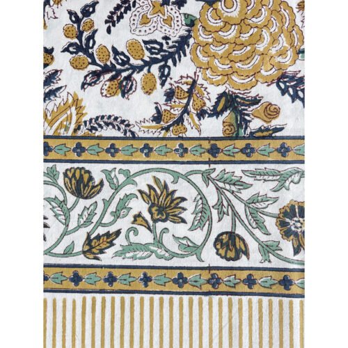 Nappe "Déjeuner sur le Bosphore" coton imprimé blockprint