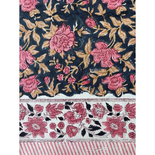 Nappe Midnight Rose coton imprimé blockprint