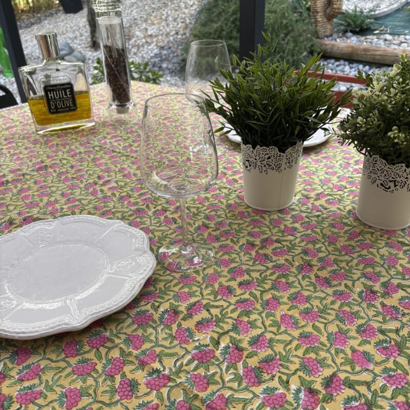 Nappe Déjeuner à Menton, coton imprimé blockprint – Image 2
