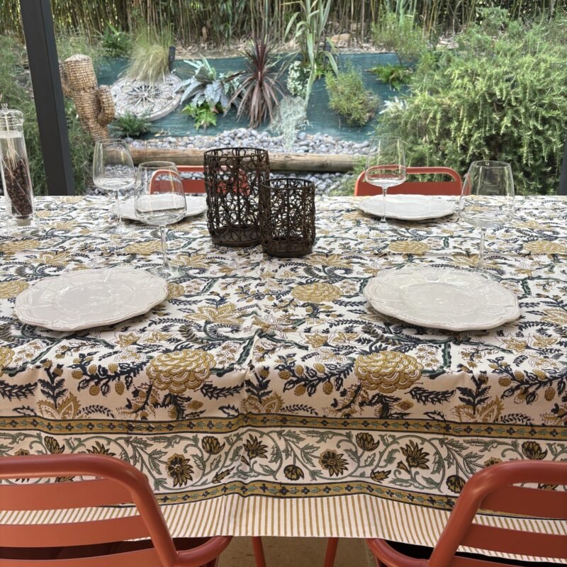 Nappe "Déjeuner sur le Bosphore" coton imprimé blockprint – Image 2
