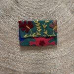 Pochette de soirée Riviera coton stonewash brodée Suzani - vert 2