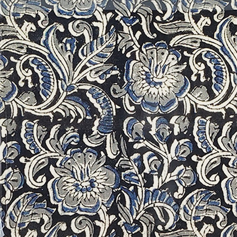Plateau carré métal émaillé Kalamkari, bordure dorée – Image 3