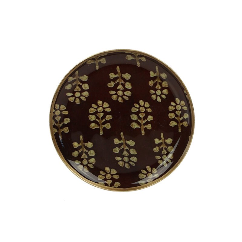 Mini plateau rond métal émaillé Acajou bordure dorée – Image 3