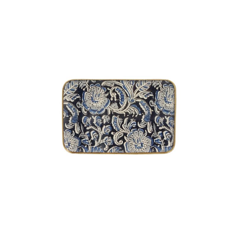 Plateau métal Kalamkari bordure dorée – Image 2