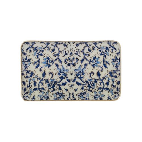 Plateau métal émaillé Ispahan, bordure dorée 15 x 25 cm