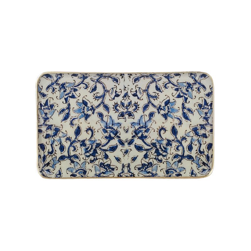 Plateau métal émaillé Ispahan, bordure dorée 15 x 25 cm