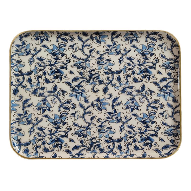 Grand plateau émaillé Ispahan bordure dorée – Image 2