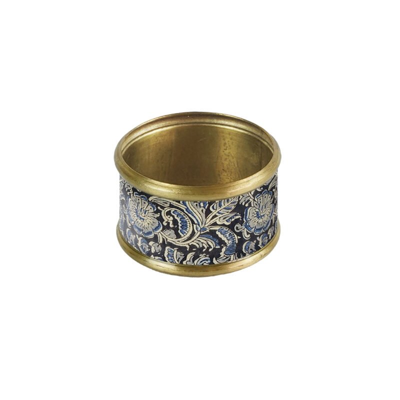 Lot de 2 pièces ronds de serviette laiton émaillé Kalamkari – Image 2