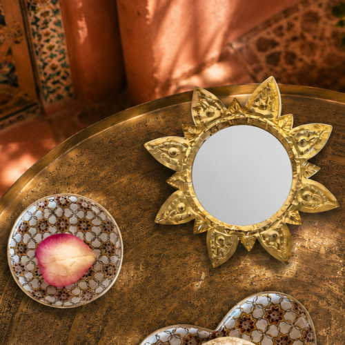Miroir Soleil MM métal doré