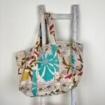 Sac cabas Havana kantha vintage brodé Suzani, coloris doux - 3