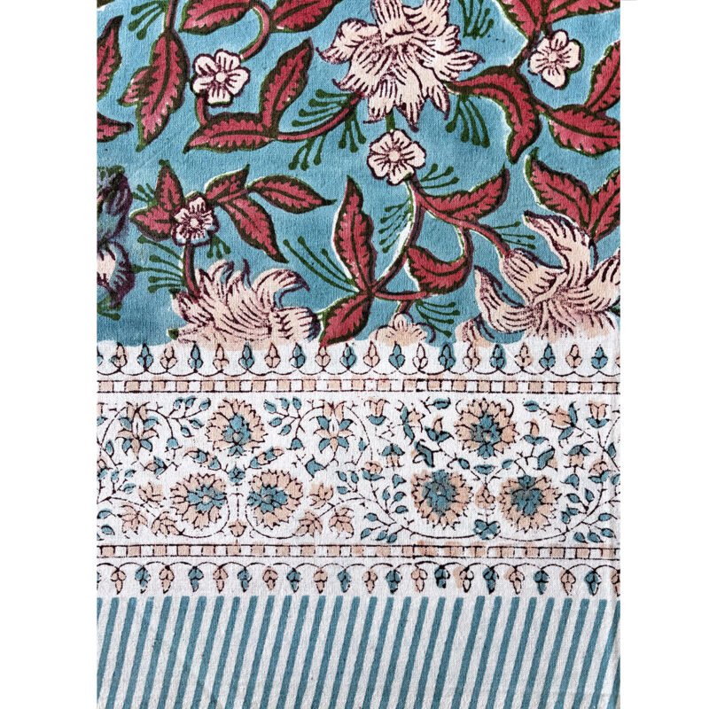 Nappe "Un Jardin à Madère" en coton imprimé au tampon de bois