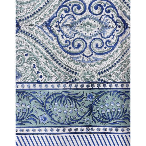 Nappe "Un jardin à Séville" en coton imprimé blockprint