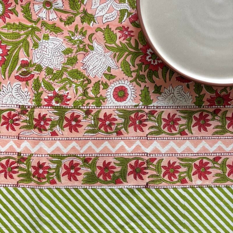 Nappe "Un Jardin à Lisbonne" en coton imprimé au tampon de bois – Image 2