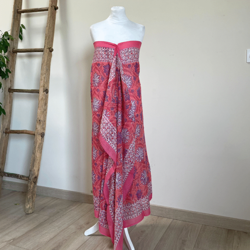Paréo Goa imprimé blockprint en  voile de coton – Image 3