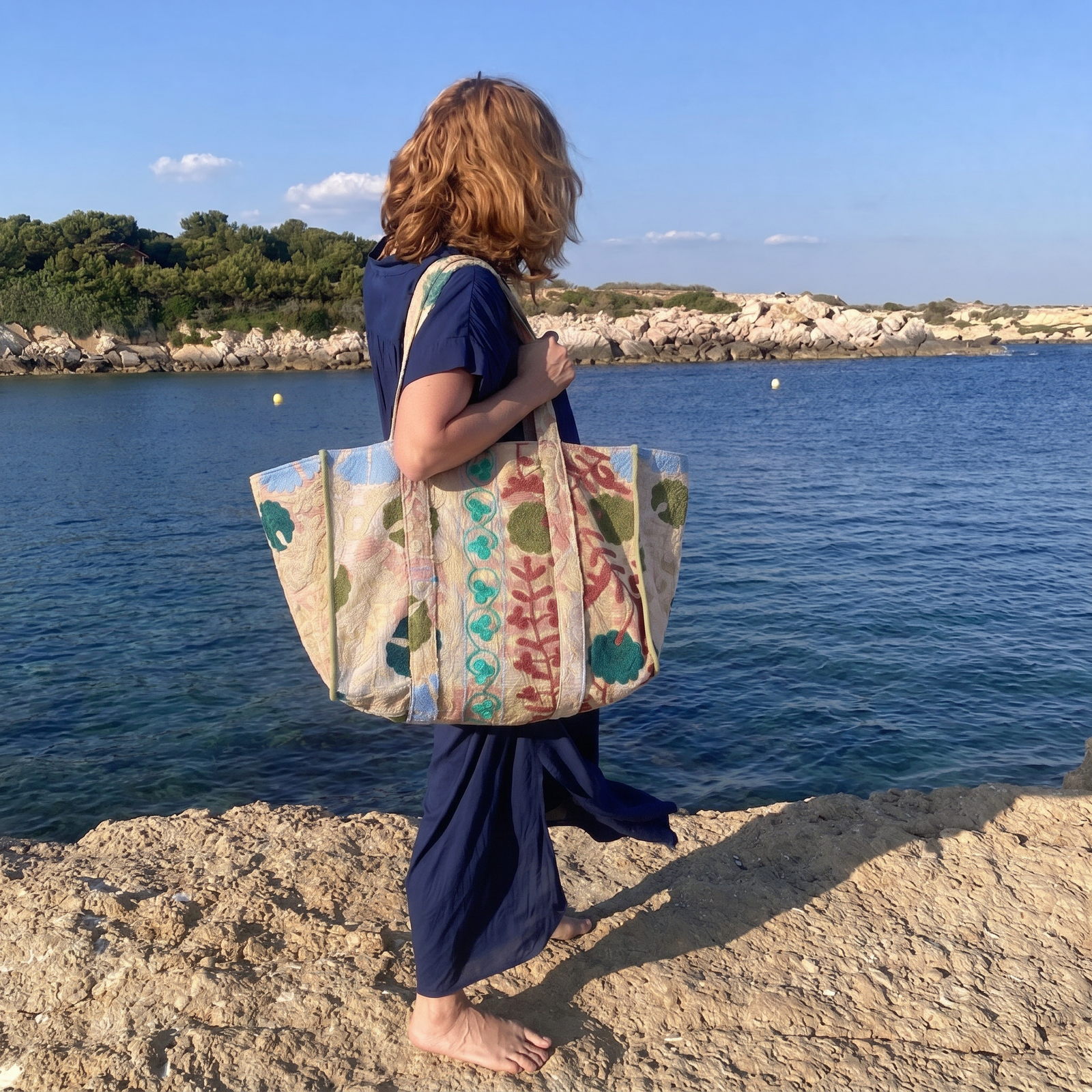 Grand sac cabas vintage Havana brodé Suzani #21 - pièce unique