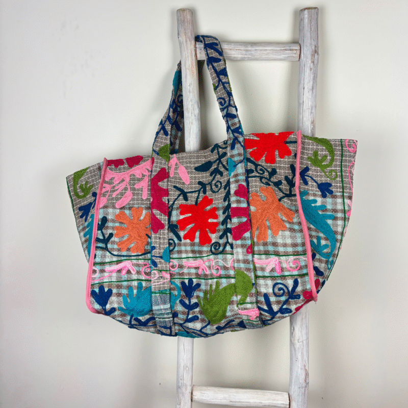 Sac cabas Ibiza brodé Suzani #5 - pièce unique – Image 2