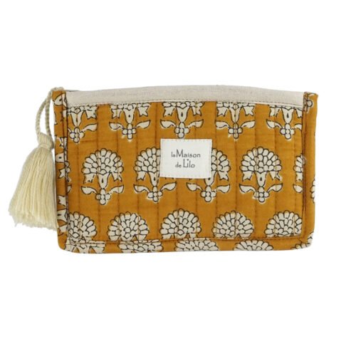 Petite pochette matelassée Fleurette safran