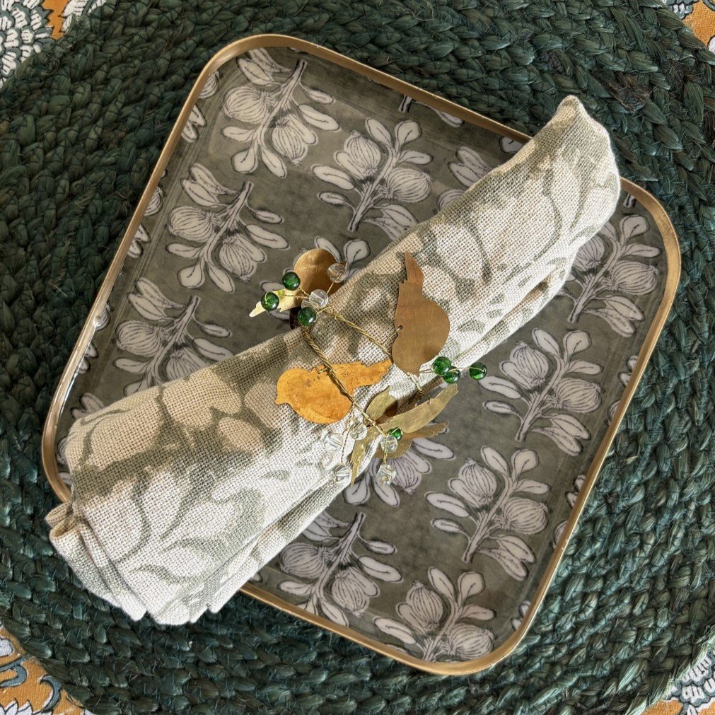 4 ronds de serviette oiseaux laiton et perles assortis – Image 2