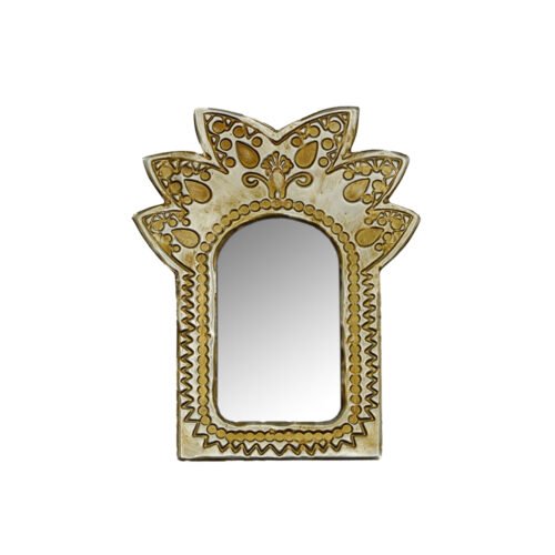 Miroir Tanger en laiton patiné argenté